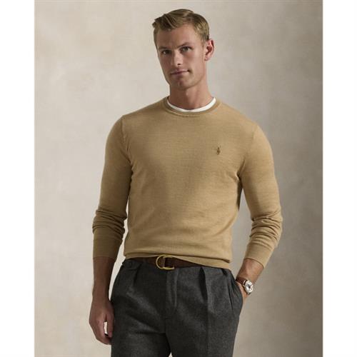 Se Polo Ralph Lauren 2/30 Merino WL Rwslsl-plo Mand Camel Melange Sweaters Str S Merino - hos Magasin ved Magasin