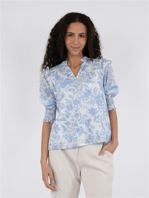 Neo Noir Davina Rose Field Blouse Kvinde Light Blue Langærmede Bluser Str 42 - hos Magasin