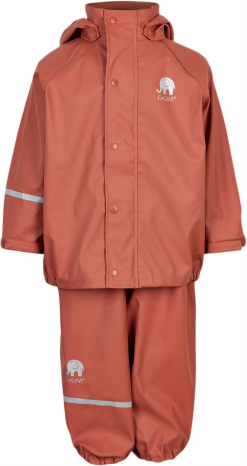 CeLaVi Basic Rainwear set Solid PU Str 110 Unisex - Redwood Regntøj hos Magasin