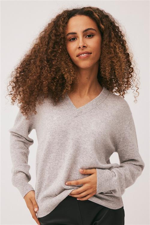 Magasin du Nord Collection Magasin Mabel 10 100 Cashmere Kvinde Light Grey Melange Sweaters Str L Cashmere