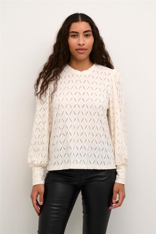 Se Kaffe Katine Lace Blouse Kvinde Chalk Langærmede Bluser Str L - hos Magasin ved Magasin