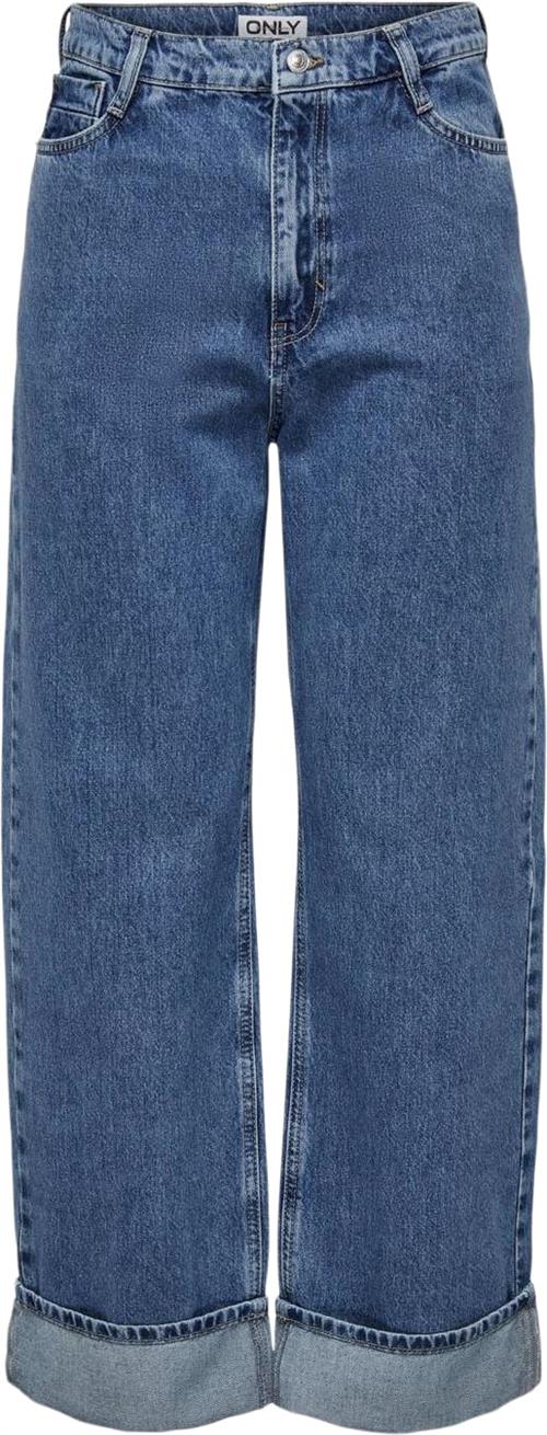 ONLY Onlhope HW Wide Fold UP DNM CRO Kvinde Blå Wide Jeans Str "26/""32" - hos Magasin