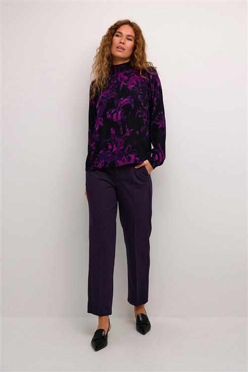 Kaffe Kasakura HW Zipper Pants Kvinde Dawn Purple Bukser Med Lige Ben Str 46 - hos Magasin