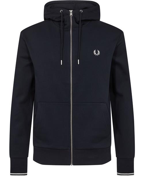 Fred Perry J7536 Mand Navy Hoodies Str L - Bomuld hos Magasin