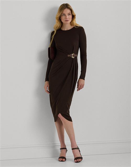 Se Lauren Ralph Lauren STR Matte Jerseylsl-dad Kvinde Circuit Brown Midi Kjoler Str 32 - hos Magasin ved Magasin