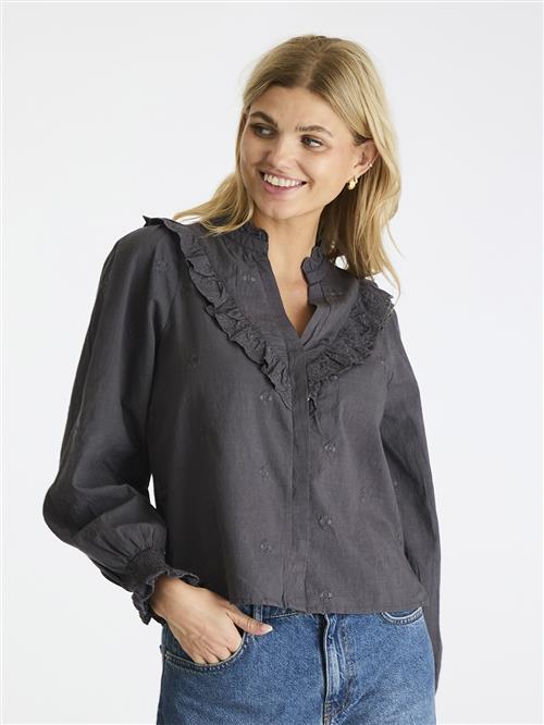 Neo Noir Degas Blouse Kvinde Dark Grey Langærmede Bluser Str 44 - hos Magasin