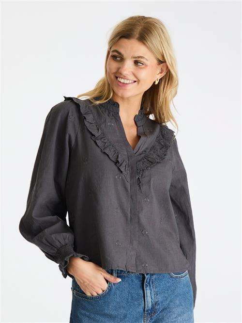 Neo Noir Degas Blouse Kvinde Dark Grey Langærmede Bluser Str 34 - hos Magasin