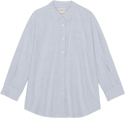 Moshi Moshi Mind Avalon Shirt Wave Stripe Kvinde White / Blue Langærmede Skjorter Str S - hos Magasin