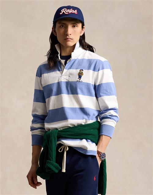 Polo Ralph Lauren 10/1 Jerseylsl-rug Mand F24 Camps Blu/dkw Wh Vrsy Bear Langærmede Poloer Str L - hos Magasin