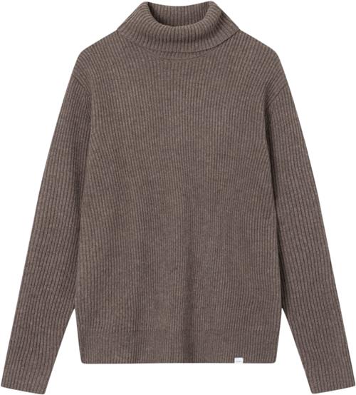 Les Deux Eddie Wool Rib Rollneck Knit Mand Mountain Grey Mélange Sweaters Str XL - Merino hos Magasin