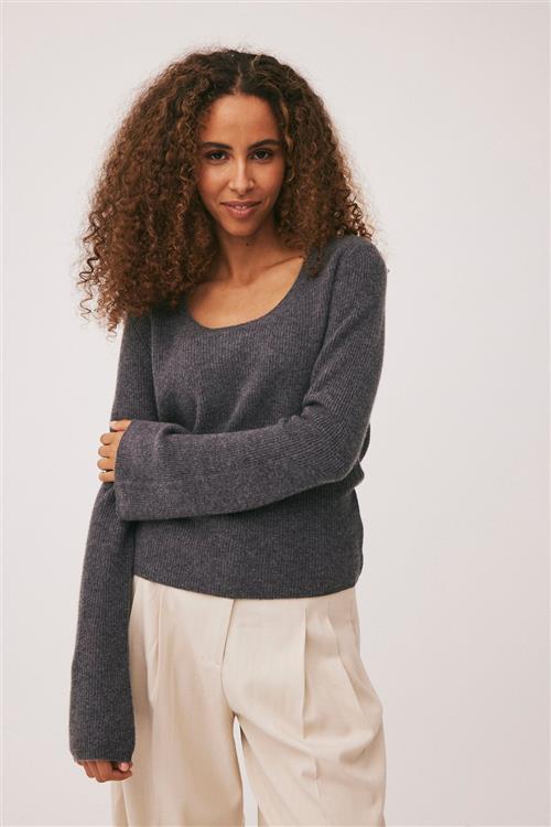 Magasin du Nord Collection Magasin Mabel 6 100 Cashmere Kvinde Dark Grey Melange Sweaters Str L Cashmere