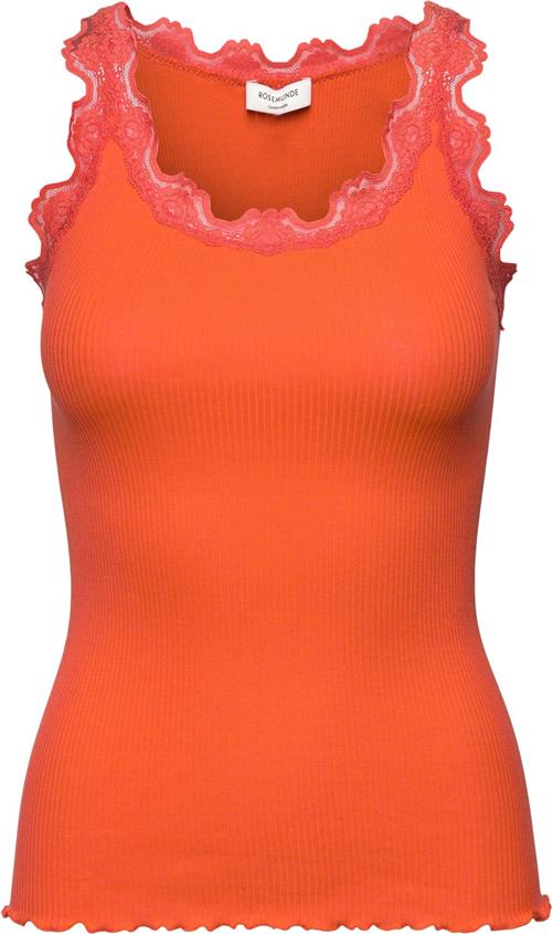 Se Rosemunde Silk top w/ Lace Kvinde Cherry Tomato Toppe Str S - hos Magasin ved Magasin