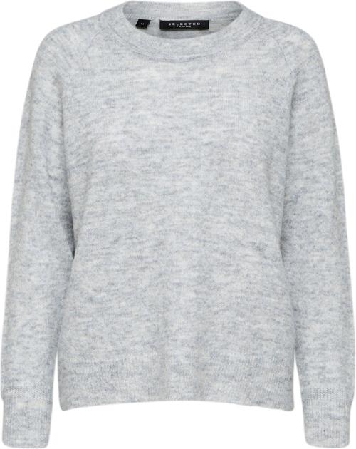 Selected Femme Slflulu LS Knit Oneck Noos Kvinde Grå Sweaters Str XL - hos Magasin