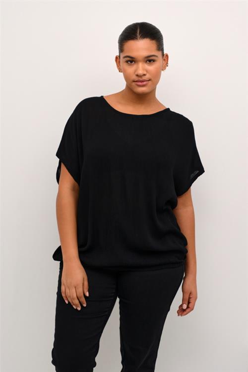 Se Kaffe Curve Kcami Stanley SS Kvinde Black Deep Kortærmede T-shirts Str 48 - hos Magasin ved Magasin