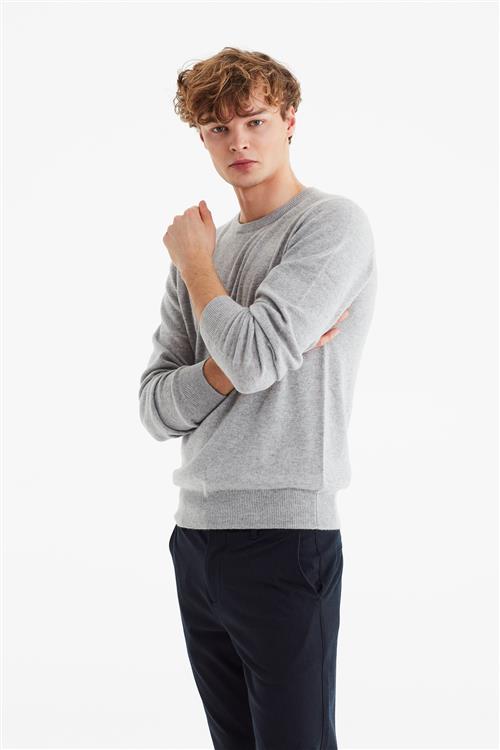 Magasin du Nord Collection Magasin Mads 2 100 Cashmere Mand Light Grey Melange Sweaters Str S Cashmere