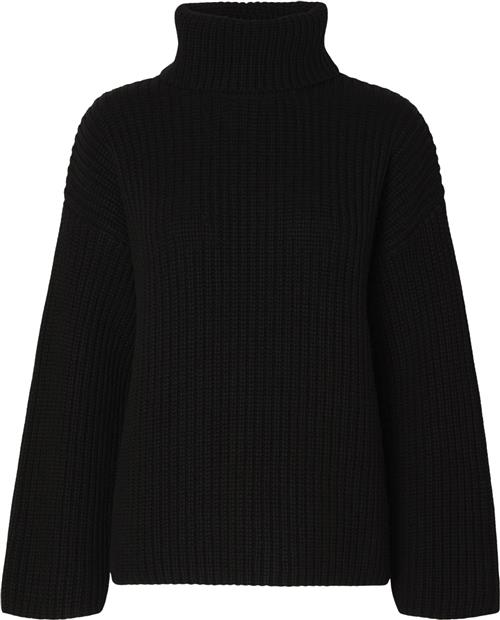 Se Selected Femme Slfsefika LS Knit Rollneck Noos Kvinde Sort Rullekraver Str M - hos Magasin ved Magasin