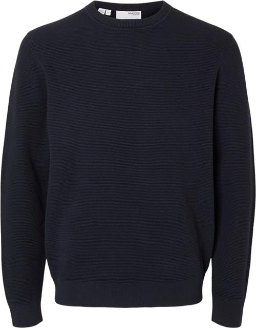 Selected Homme Slhross LS Knit Structure Crew Neck Mand Dark Sapphire Sweaters Str XL - hos Magasin