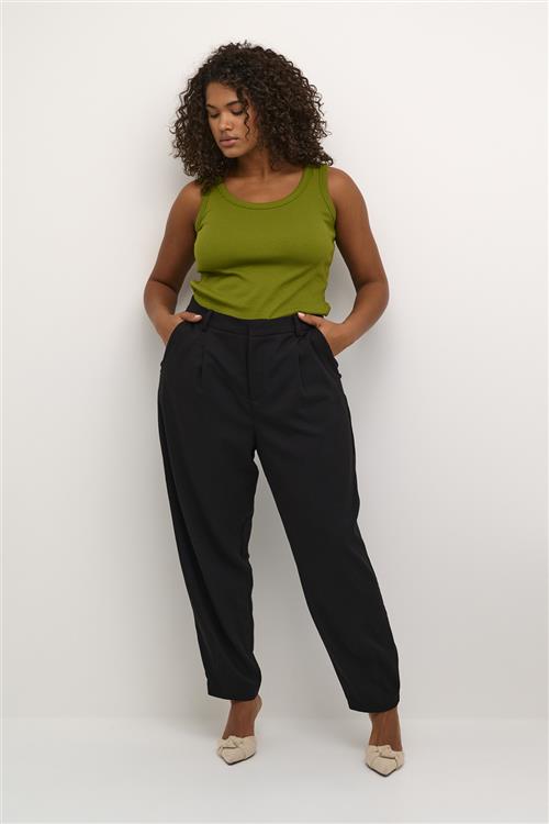 Kaffe Curve Kcmerla Pants Kvinde Black Deep Bukser Med Lige Ben Str 48 - hos Magasin