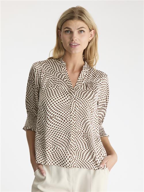 Neo Noir Diana Vibrant Dot Blouse Kvinde Brown Langærmede Bluser Str 42 - hos Magasin