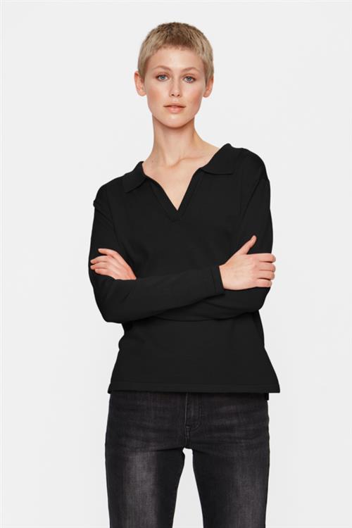 Se Saint Tropez Milasz Polo Pullover Kvinde Black Langærmede Bluser Str L - hos Magasin ved Magasin