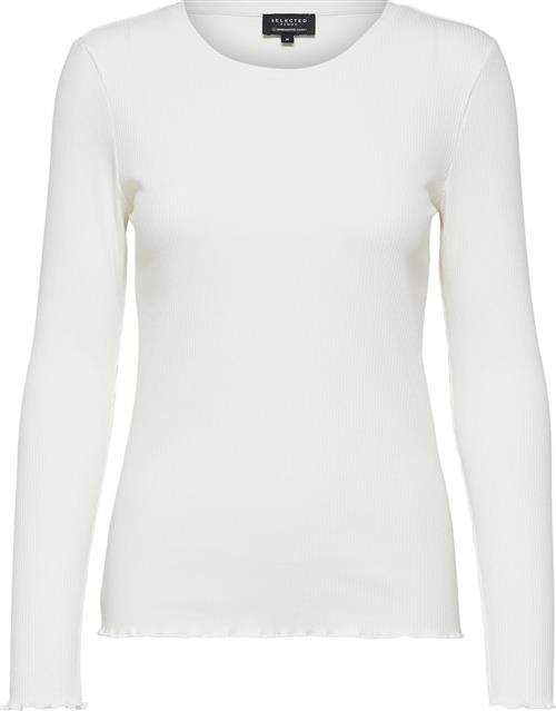 Se Selected Femme Slfanna LS Crew Neck TEE S Noos Kvinde Hvid Langærmede T-shirts Str S - hos Magasin ved Magasin