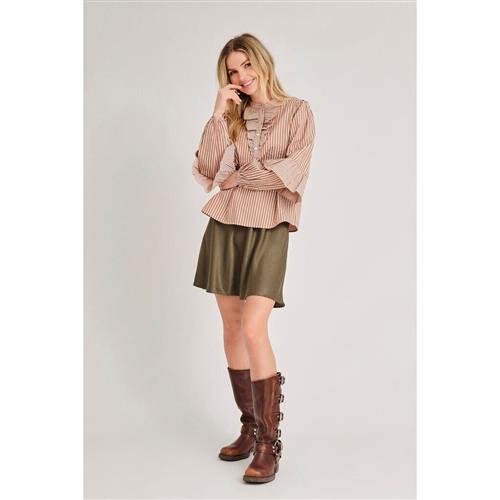 Se A-VIEW Karin Blouse Kvinde Brown/white Langærmede Bluser Str 34 - hos Magasin ved Magasin