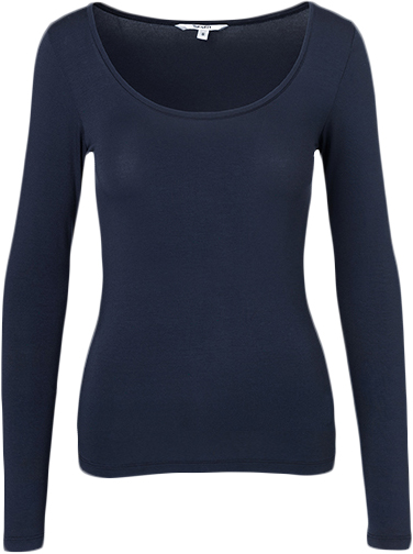 Se mbyM Anna top Kvinde 368 Navy Blue Langærmede T-shirts Str S - Elastan hos Magasin ved Magasin