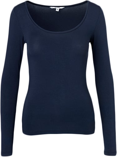 mbyM Anna top Kvinde 368 Navy Blue Langærmede T-shirts Str M - Elastan hos Magasin