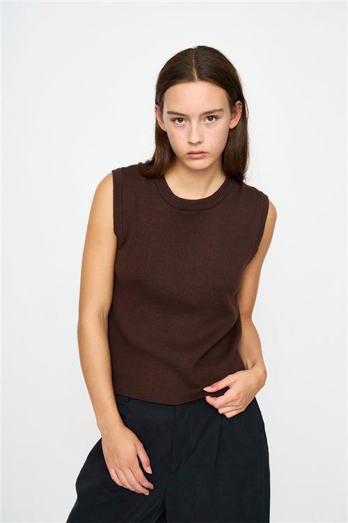 esmé studios Esnico Knit Top Kvinde Coffee Bean Kortærmede T-shirts Str L - hos Magasin