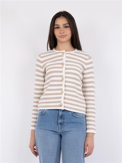 Neo Noir Limone Stripe Knit Jacket Kvinde Asand Overgangsjakker Str 44 - hos Magasin