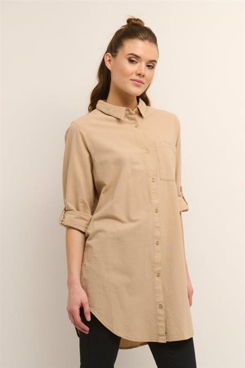 Kaffe Kanaya Shirt Tunic Kvinde Classic Sand Tunikaer Str 46 - Bomuld hos Magasin