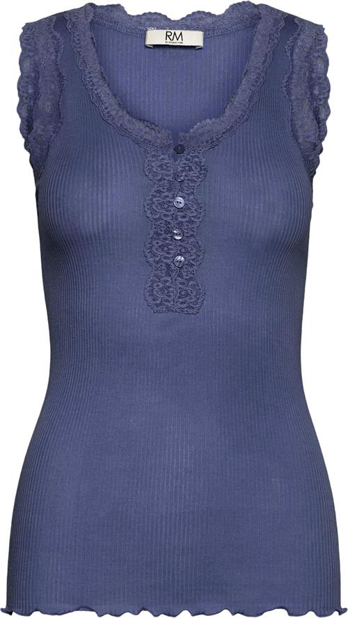 RM by Rosemunde Rmwbalta Modal SL Lace Placket top Kvinde Blå Toppe Str L - Bomuld hos Magasin