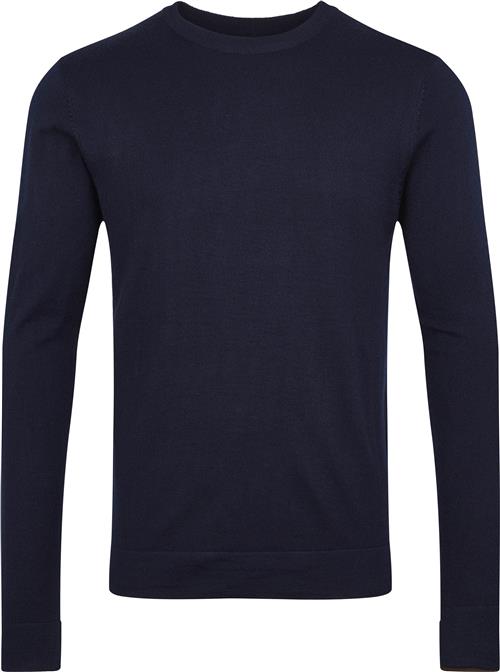 Se Lindbergh Merino Strik med Rund Hals Mand Navy Sweaters Slim Fit Str L Merino - hos Magasin ved Magasin