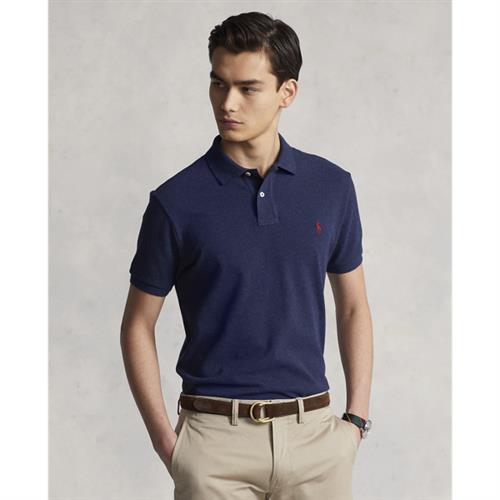 Polo Ralph Lauren Custom Slim Fit Mesh Polo Shirt Mand Spring Navy Heather/c3958 Kortærmede Poloer Str XL - Bomuld hos Magasin