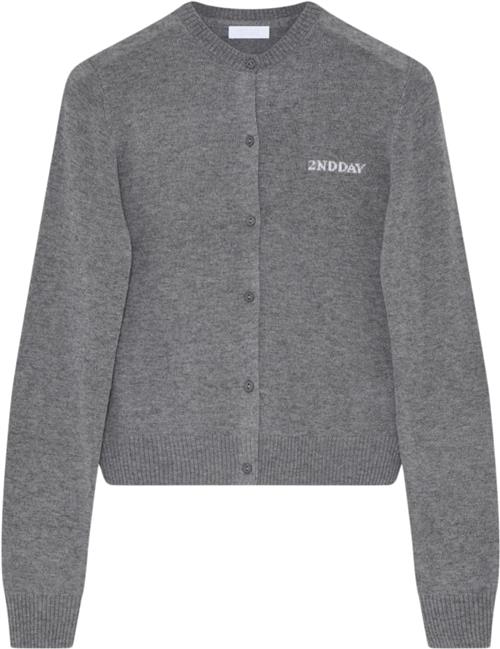 2NDDAY 2ND Vinny TT Soft Wool Blend Kvinde Light Grey Melange Cardigans Str XS - hos Magasin