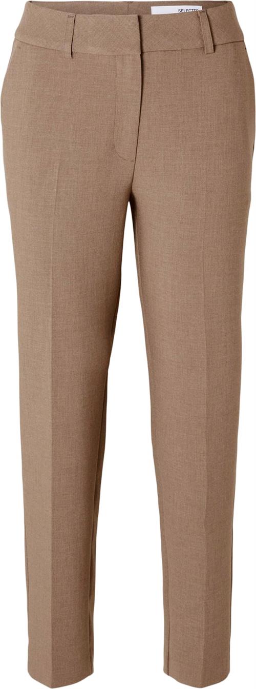 Selected Femme Slfritaria MW Crop Pant Camel MEL Kvinde Camel/melange Bukser Med Smalle Ben Str 40 - hos Magasin