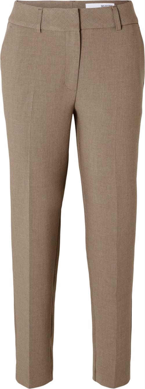 Selected Femme Slfritaria MW Crop Pant Camel MEL Kvinde Camel/melange Bukser Med Smalle Ben Str 36 - hos Magasin