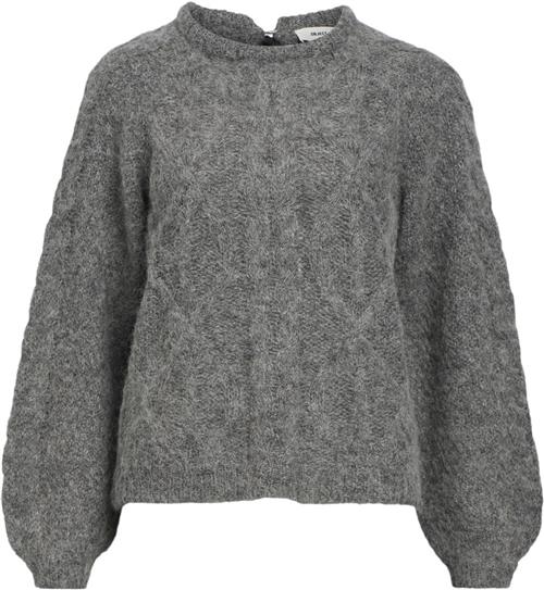 Se Object Objsmilla Knit RE L/S Pullover CC1 Kvinde Medium Grey Melange Toppe Str L - hos Magasin ved Magasin