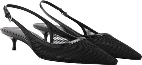 MANGO Heeled Mesh Heel Shoes Kvinde Black Snøresko Str 39 - hos Magasin