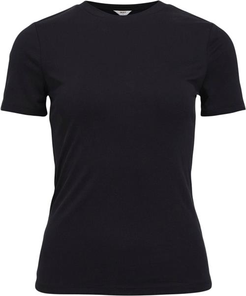 Object Objannie RIB S/S TOP Noos Kvinde Black Kortærmede T-shirts Str S - hos Magasin