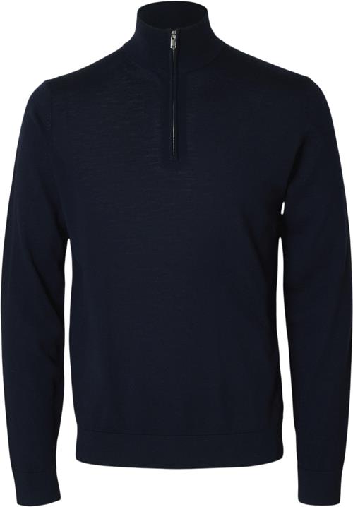 Selected Homme Slhtray LS Knit Merino Half ZIP NOO Mand Blå Sweatshirts Str M Merino - hos Magasin