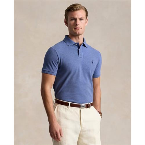 Polo Ralph Lauren Custom Slim Fit Mesh Polo Shirt Mand Faded Royal Heather/c7941 Kortærmede Poloer Str S - Bomuld hos Magasin