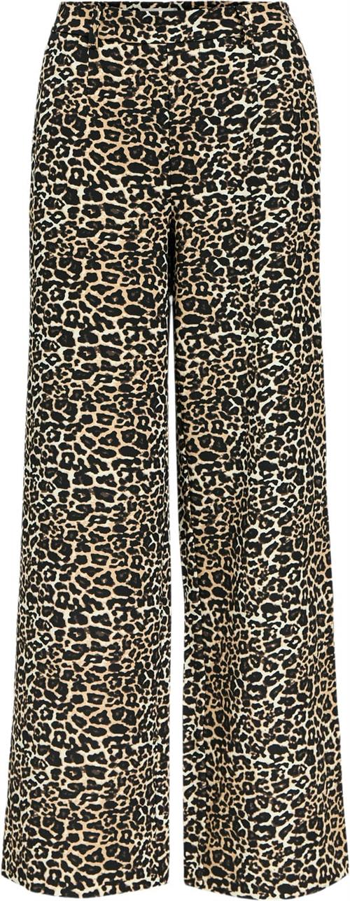 Se Object Objalba Lisa Wide Pant Print Noos Kvinde Humus/leo Bukser Med Brede Ben Str 40 - hos Magasin ved Magasin