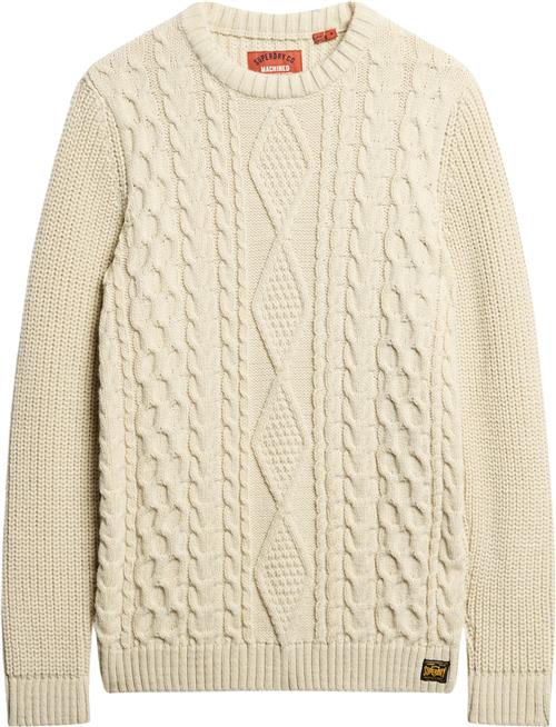 Se Superdry Jacob Cable Jumper Mand Ecru Sweaters Str S - hos Magasin ved Magasin