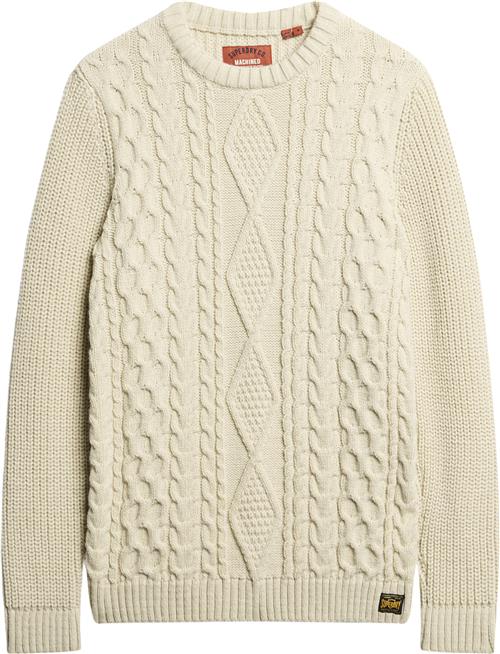 Se Superdry Jacob Cable Jumper Mand Ecru Sweaters Str XXXL - hos Magasin ved Magasin