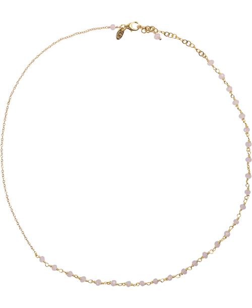 BeChristensen Anne Rose Quartz Necklace Gold 38+5cm - Perlehalskæder hos Magasin