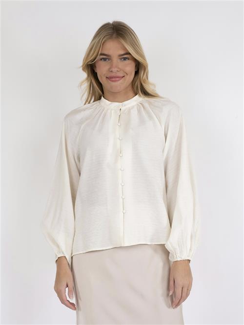 Neo Noir Camille Solid Blouse Kvinde Off White Langærmede Bluser Str 44 - Viskose hos Magasin