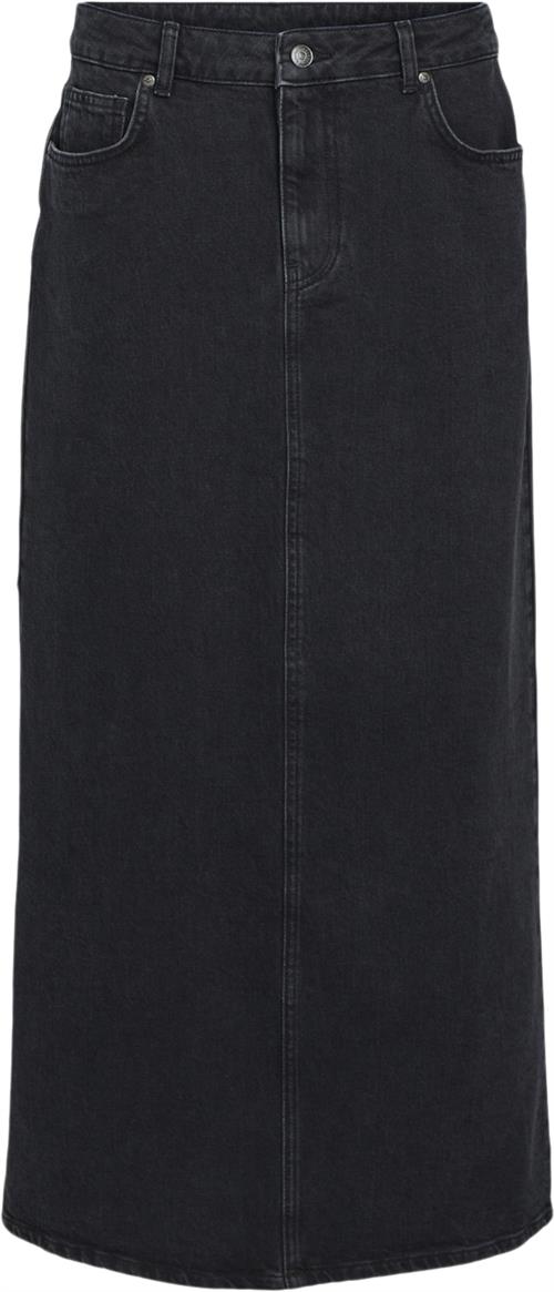 Object Objellen MW Long Denim Skirt Noos Kvinde Black Denim Maxi Nederdele Str L Denim - hos Magasin