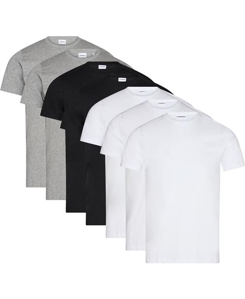 Lindbergh Basic Oneck tee S/S 7 Pack Mand Wh/bl/gr Kortærmede T-shirts Regular Fit Str XL - hos Magasin