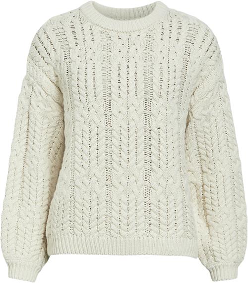 Se Object Objdiddi LO L/S Knit Pullover Noos Kvinde White Sand Toppe Str XL - hos Magasin ved Magasin